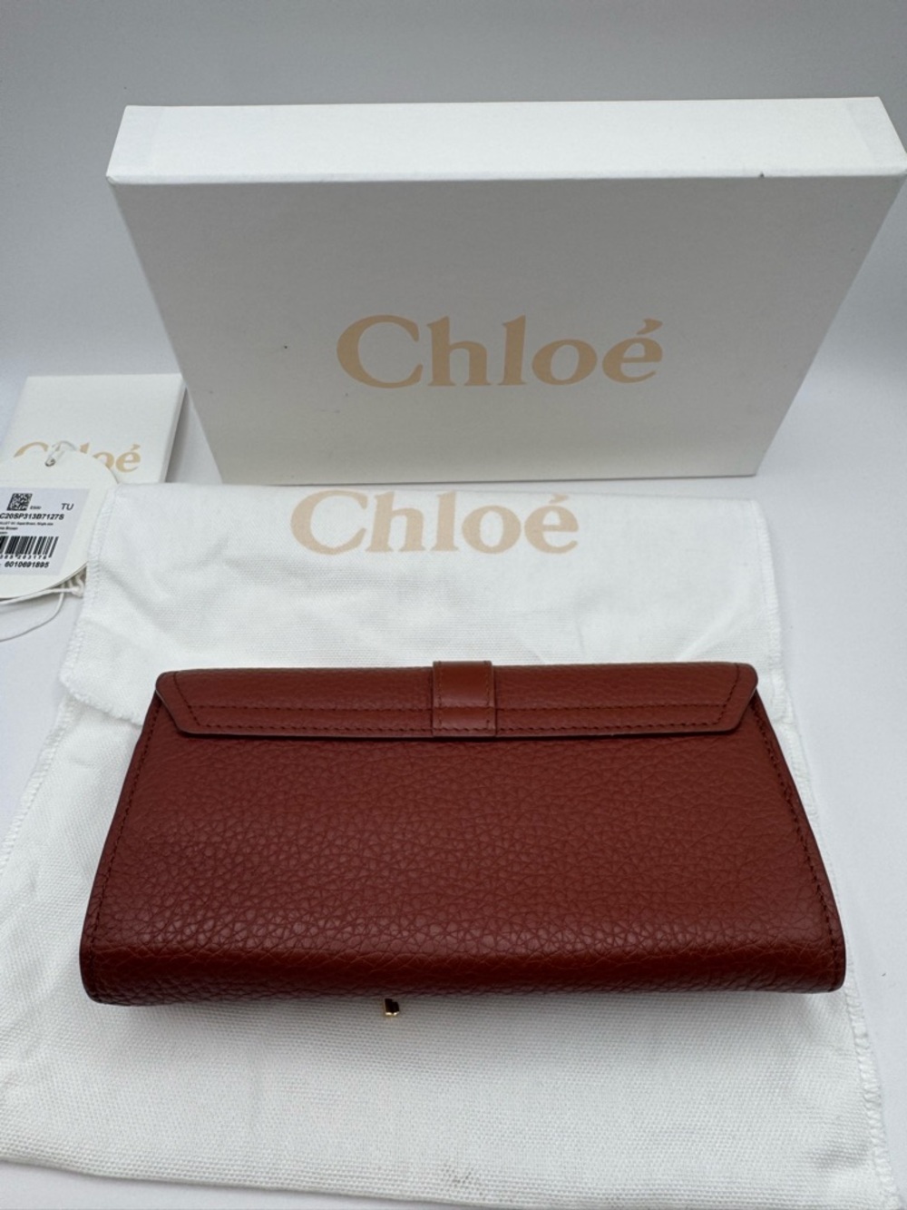Chloe Aby Lock Long Wallet Sepia Brown GHW Box Tags Dustbag Calfskin - Picture 7 of 10